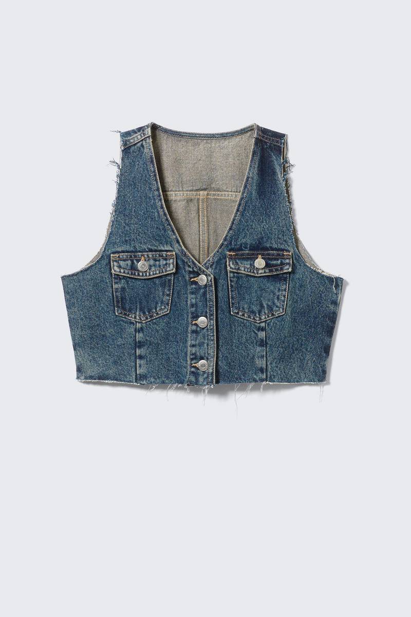 Cropped Denim-Weste - Blau von Monki