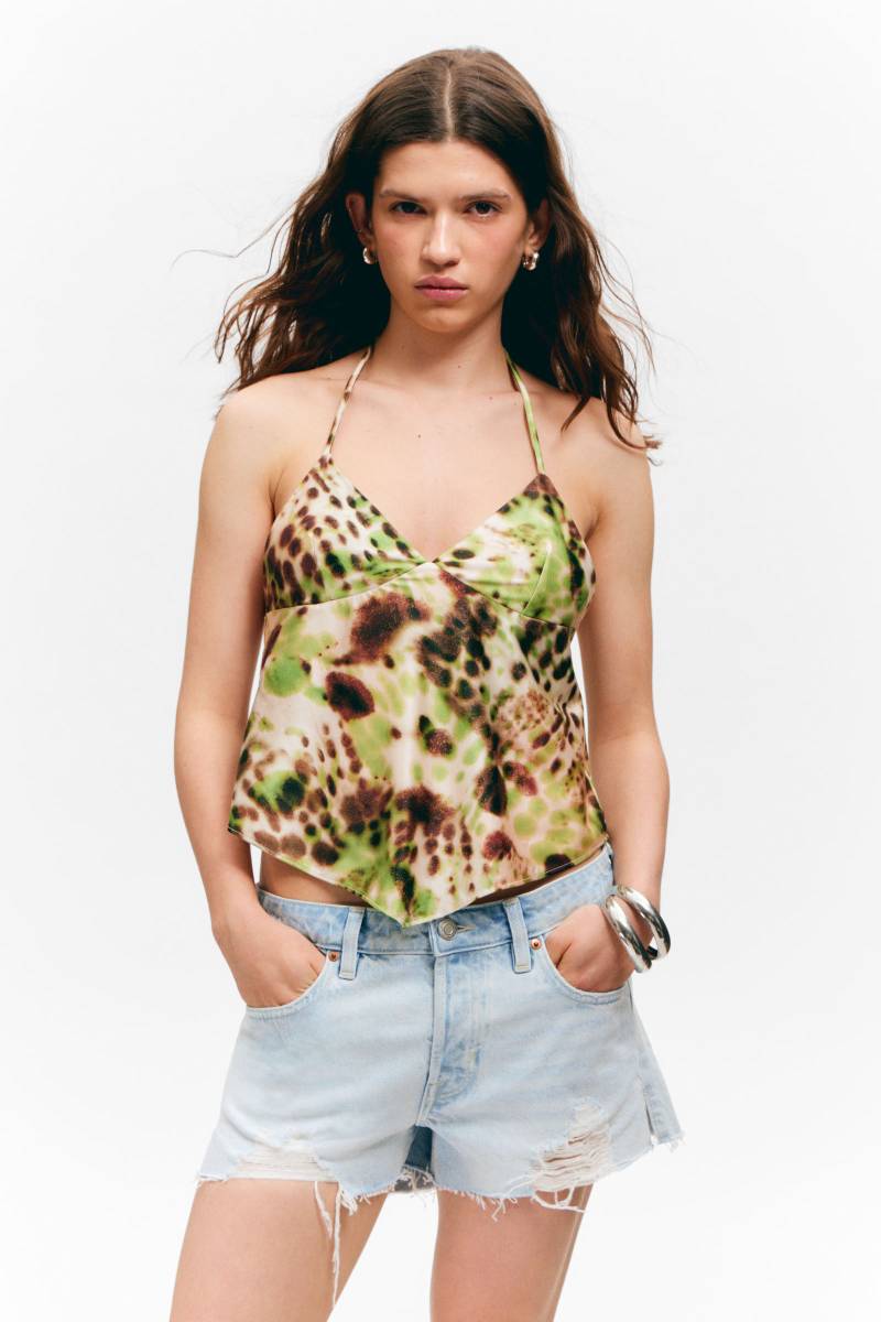 Cropped Printed Halterneck Top von Monki