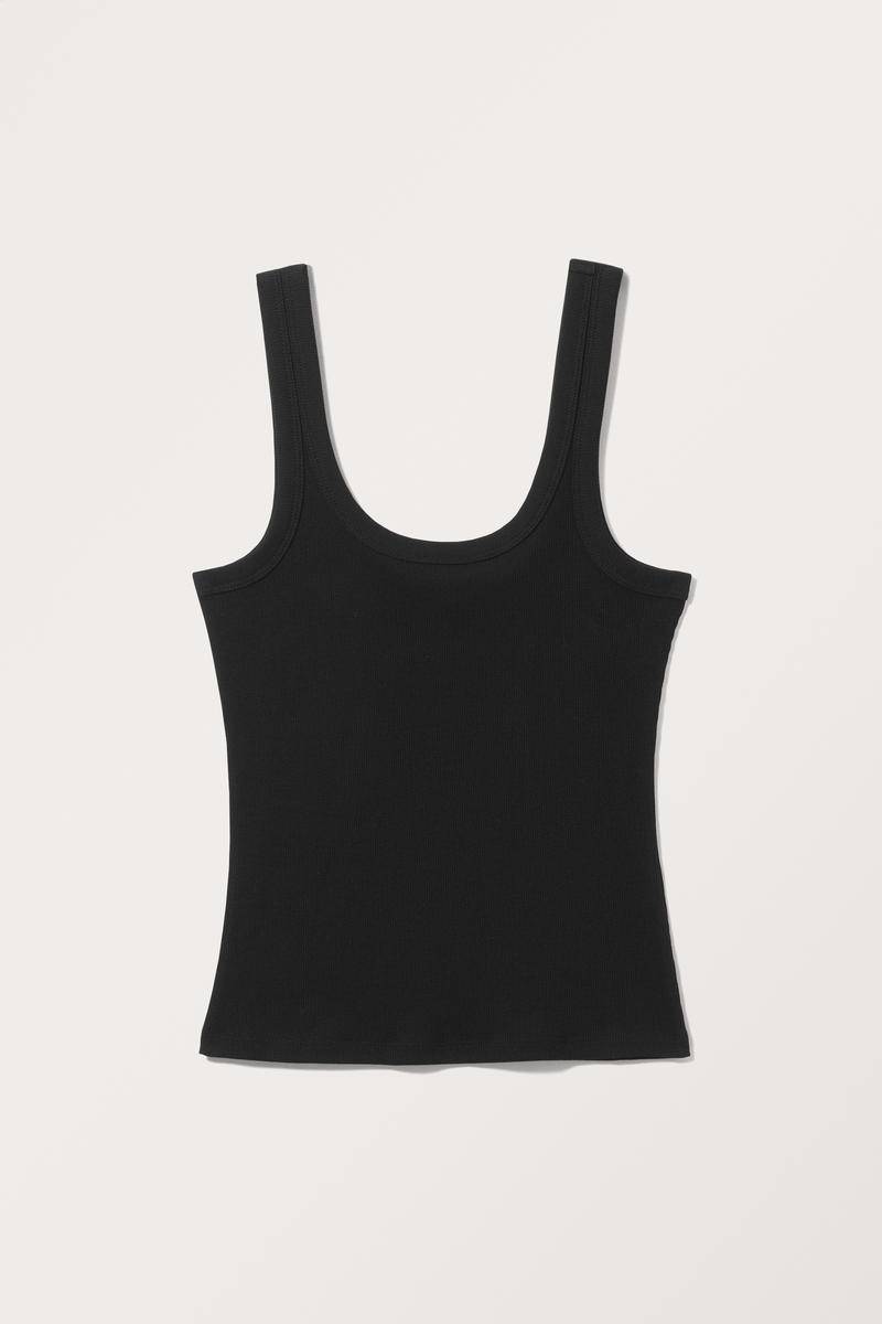 Eng Anliegendes Ripp-Tanktop - Schwarz von Monki