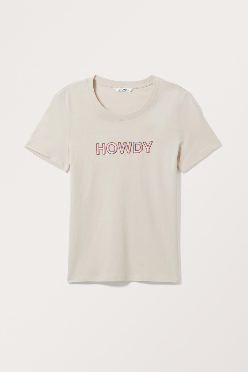 Eng Anliegendes T-Shirt Mit Print - Beige von Monki