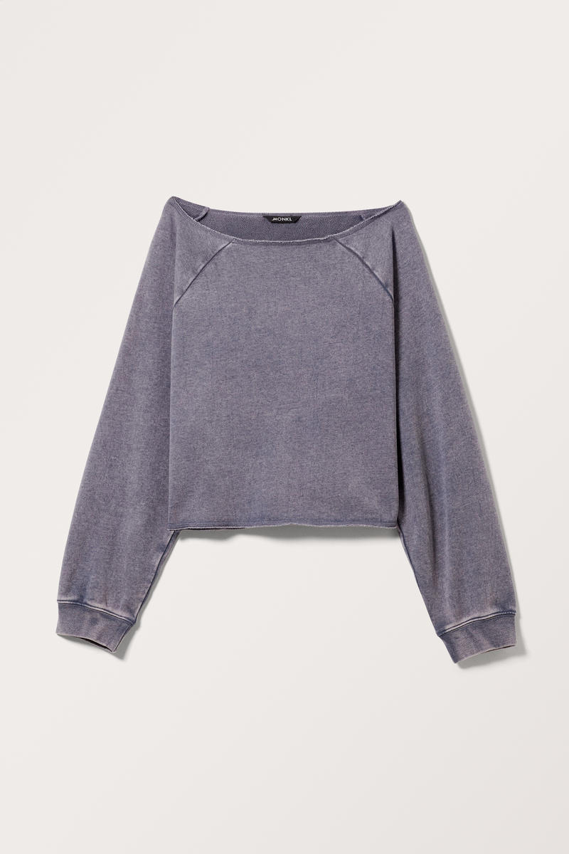 Entspannter Longsleeve-Pulli Mit U-Boot-Ausschnitt - Blau von Monki