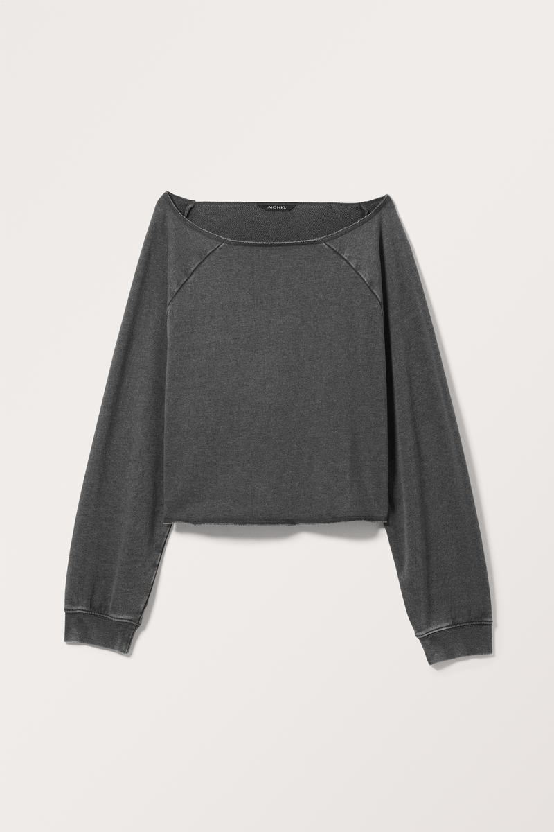 Entspannter Longsleeve-Pulli Mit U-Boot-Ausschnitt - Grau von Monki