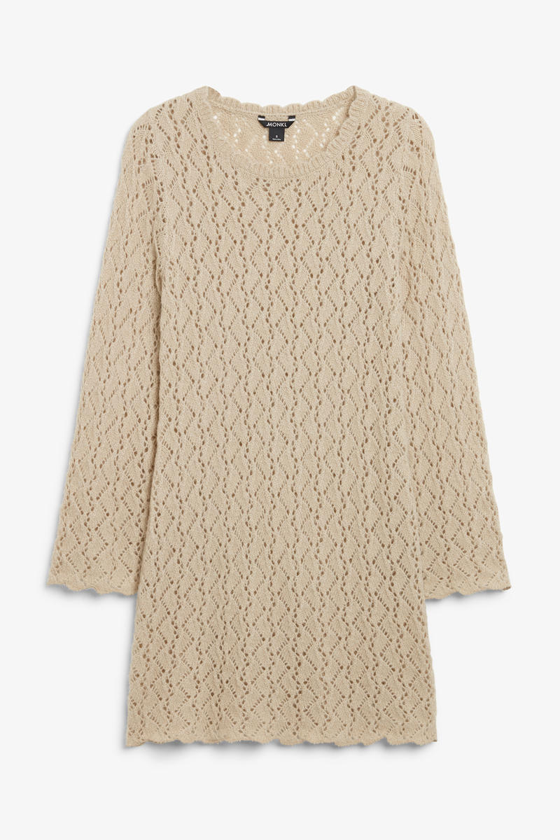 Fein Gestricktes Kleid Mit Langen Ärmeln - Beige von Monki