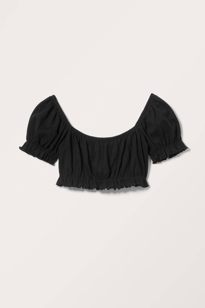 Flauschiges Crop-Top Aus Baumwolle - Schwarz von Monki
