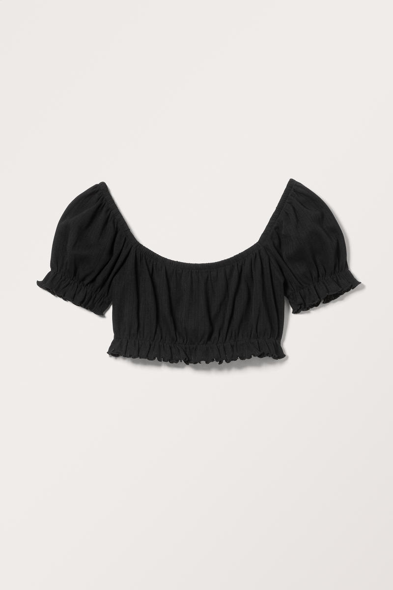 Flauschiges Crop-Top Aus Baumwolle - Schwarz von Monki