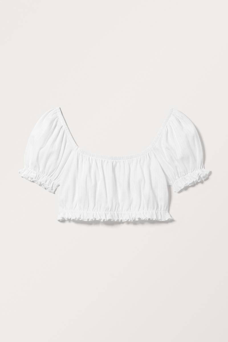 Flauschiges Crop-Top Aus Baumwolle - Weiß von Monki