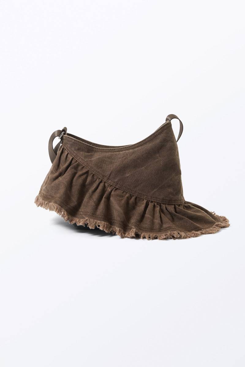 Frilled Cotton Canvas Handbag von Monki