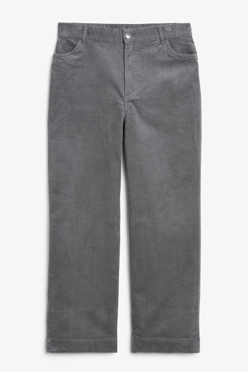 Gerade Geschnittene Cordhose Mit Normalem Bund - Grau von Monki