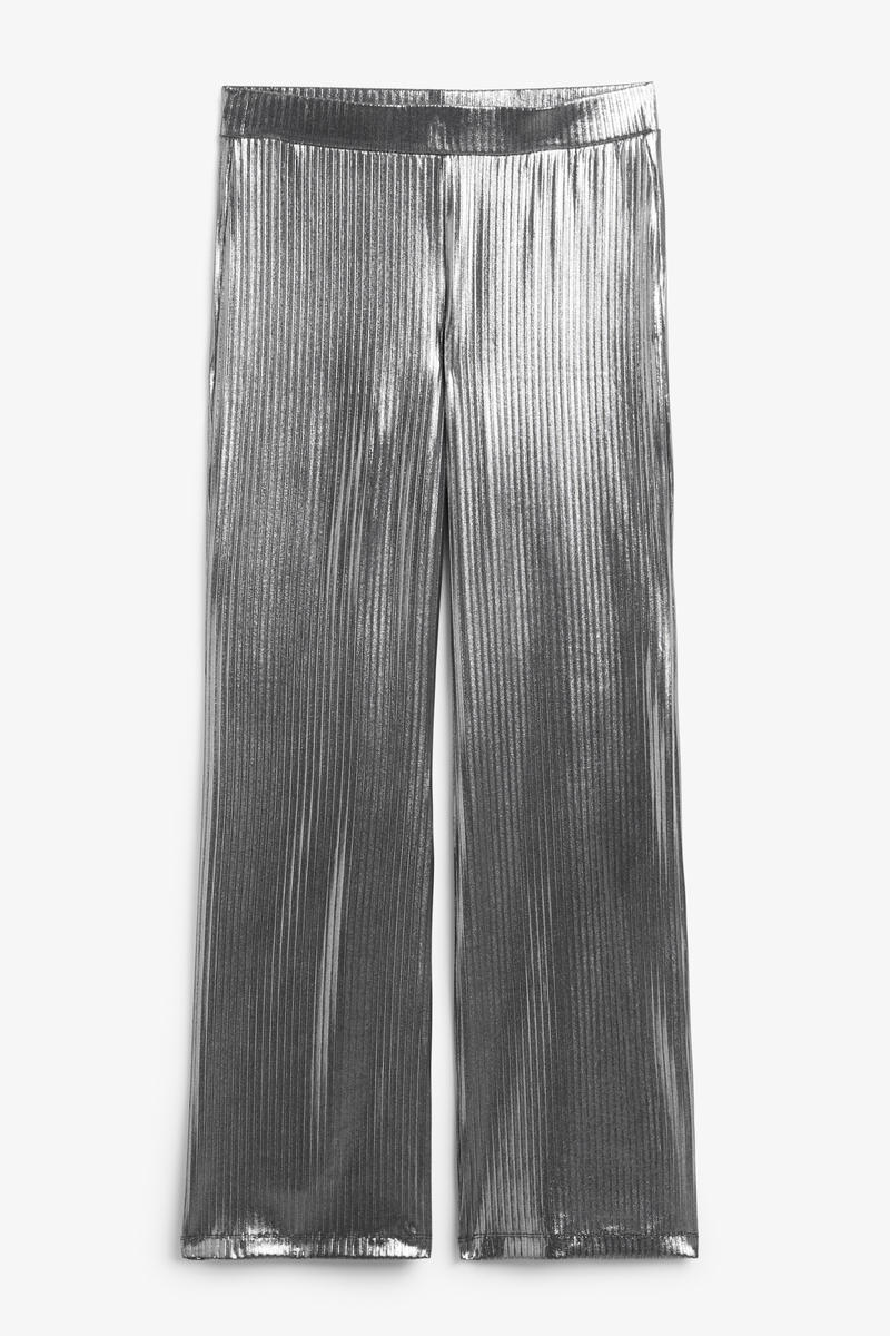 Gerippte Jerseyhose Mit Geraden Beinen - Silberfarben von Monki