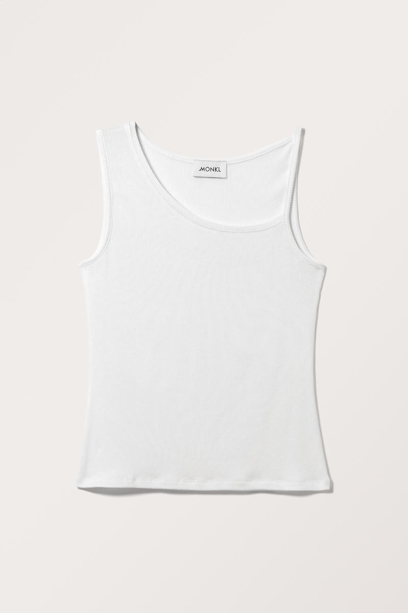 Geripptes, Asymmetrisches Tanktop - Weiß von Monki