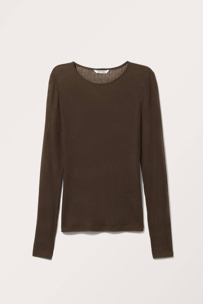 Geripptes Longsleeve Aus Mesh - Braun von Monki