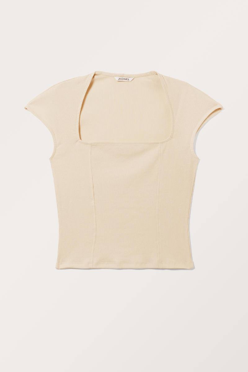 Geripptes Top Mit Eckigem Ausschnitt - Weiß von Monki