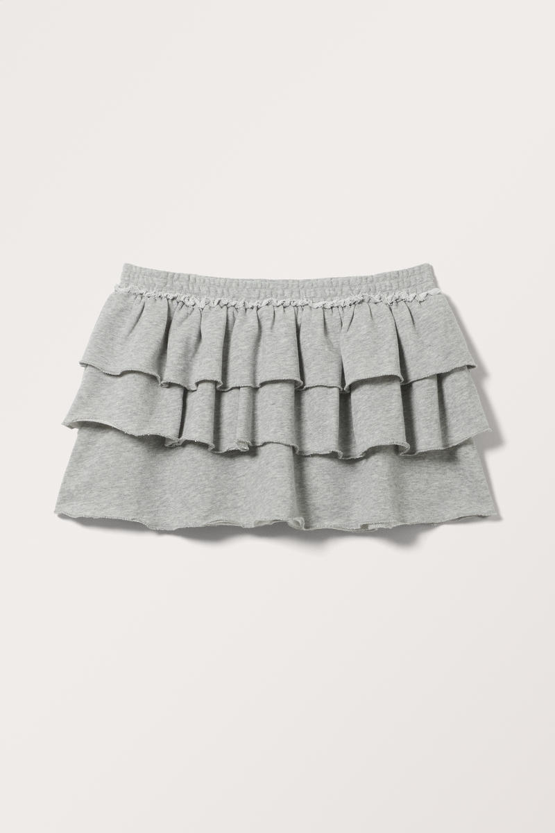 Gerüschter Mini-Jerseyrock - Grau von Monki