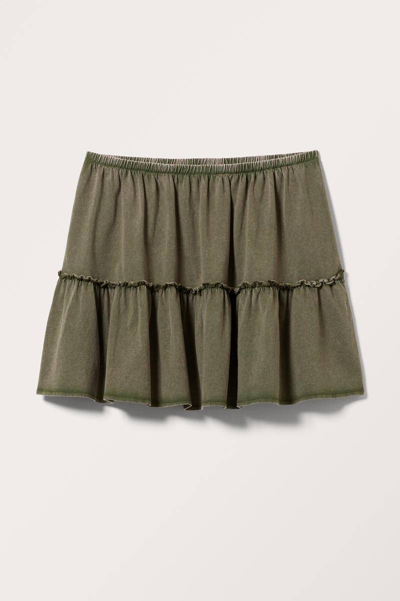 Gerüschter Minirock In Washed-Optik - Grün von Monki