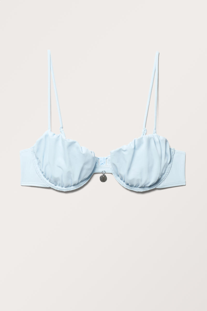 Gerüschtes Bikinioberteil Mit Bügel - Blau von Monki