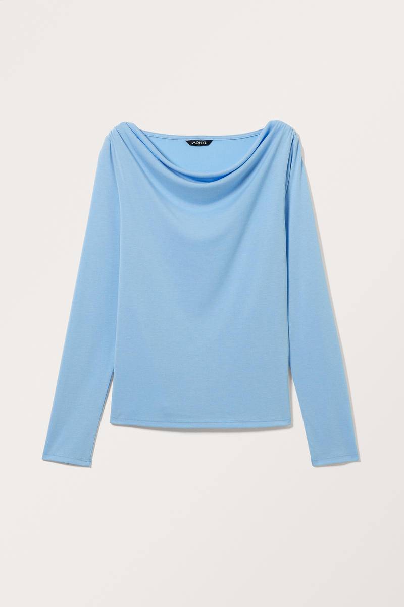 Gerüschtes Langärmeliges Top Mit U-Boot-Ausschnitt - Blau von Monki