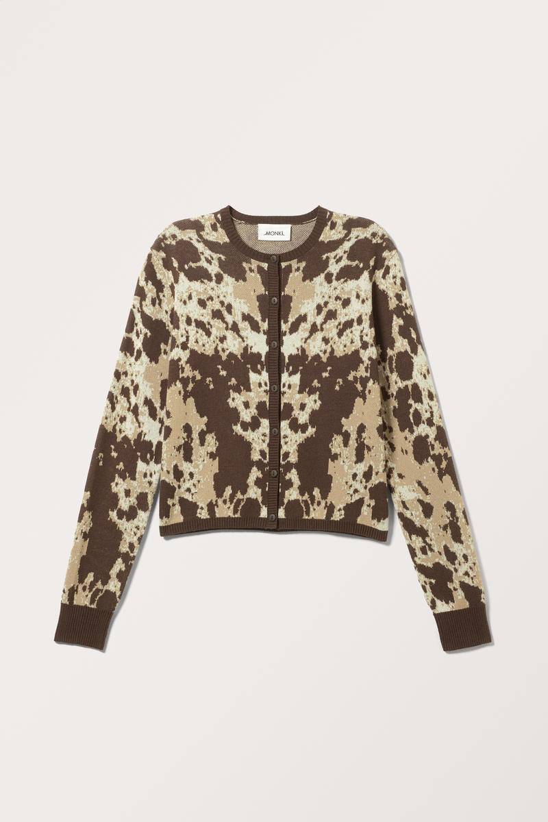 Gestrickter Cardigan Mit Langen Ärmeln - Weiß Braun von Monki