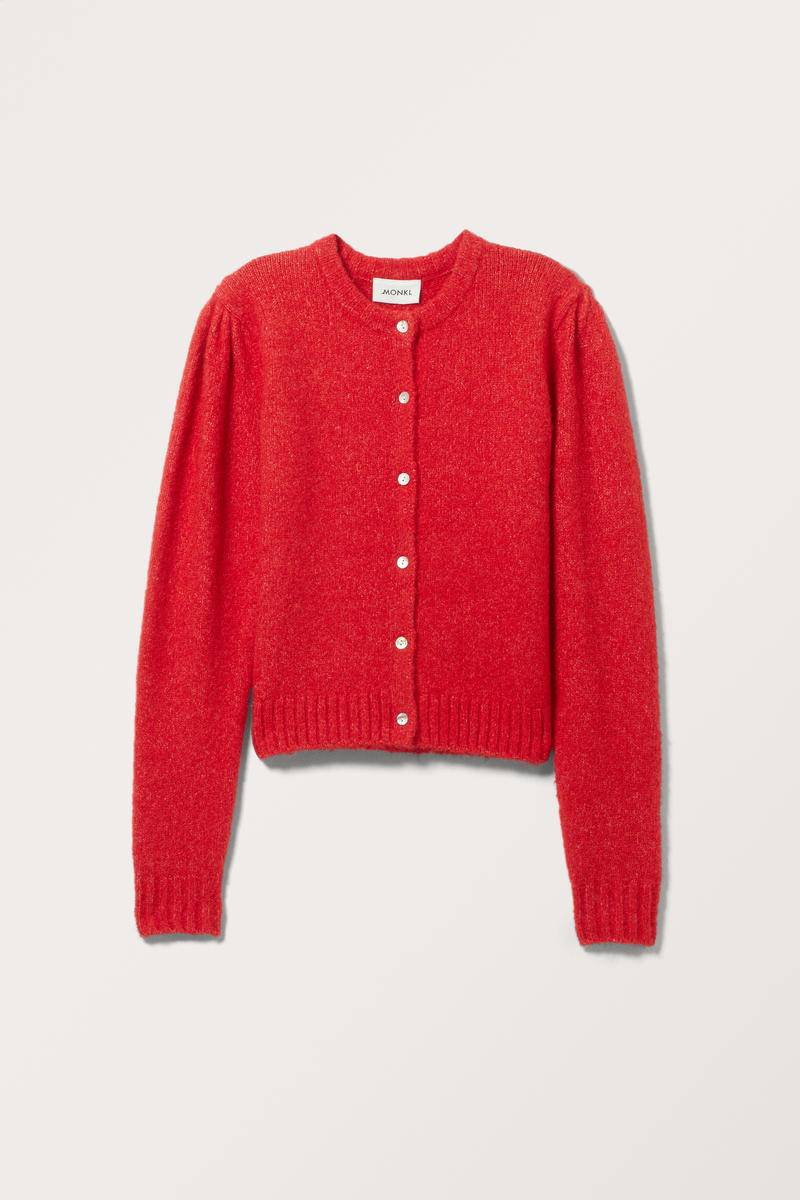 Gestrickter Cardigan Mit Puffärmeln - Rot von Monki