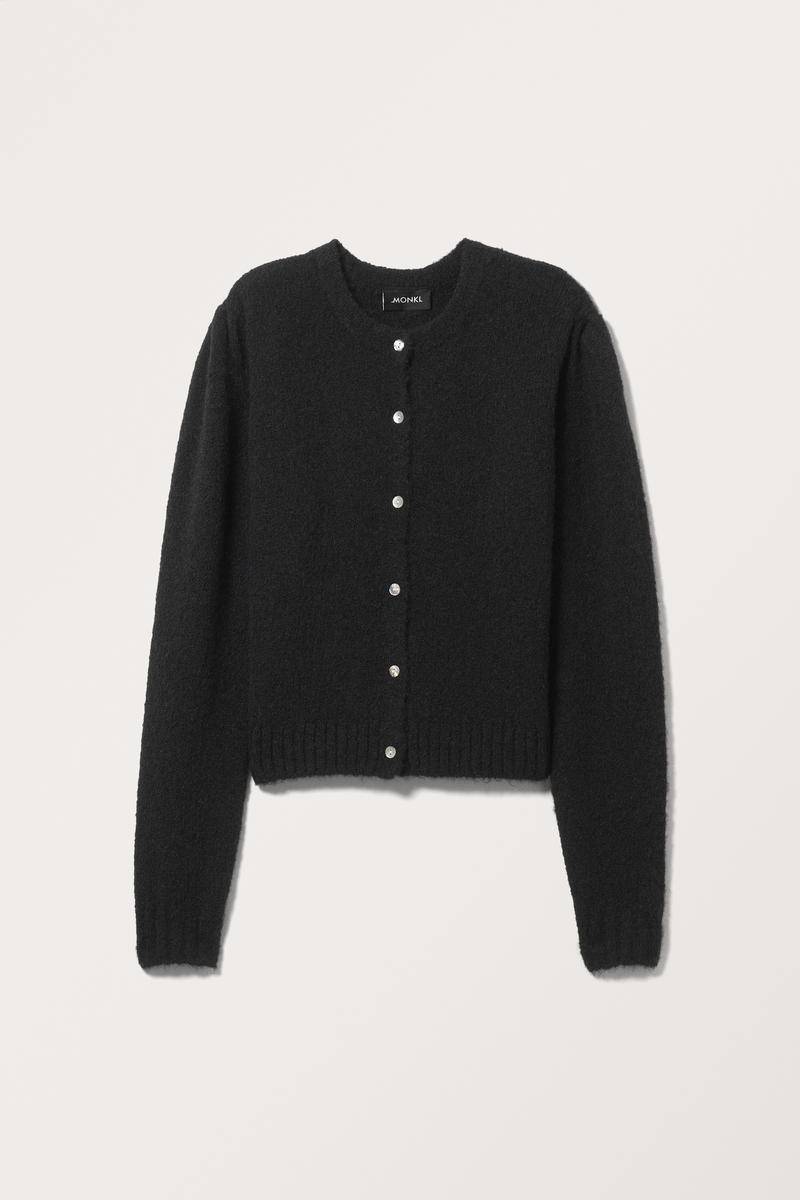 Gestrickter Cardigan Mit Puffärmeln - Schwarz von Monki
