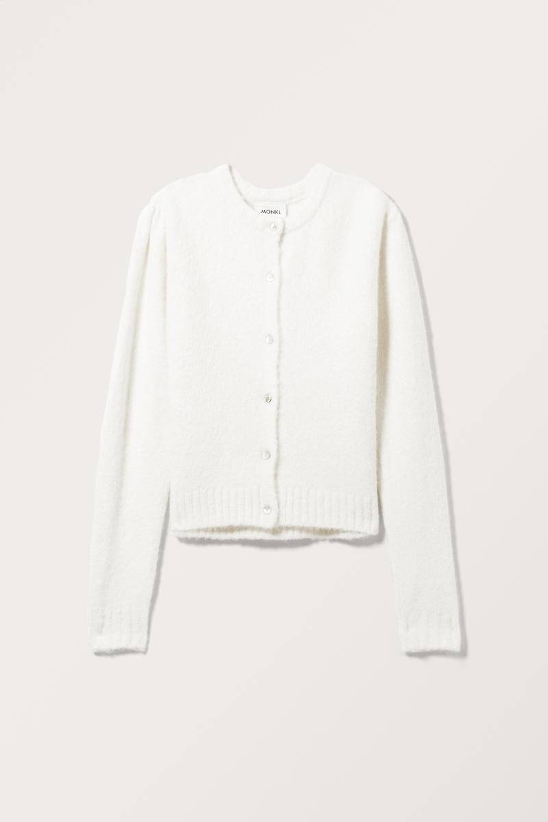Gestrickter Cardigan Mit Puffärmeln - Weiß von Monki