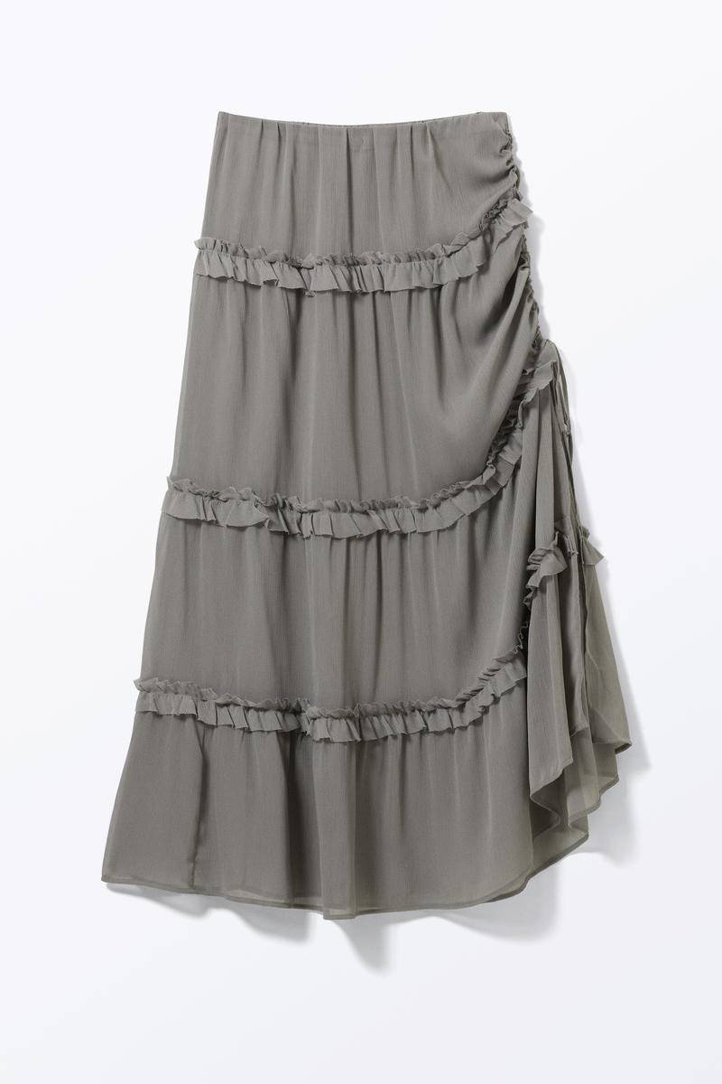 Gestufter Maxirock Mit Rüschen - Grau von Monki