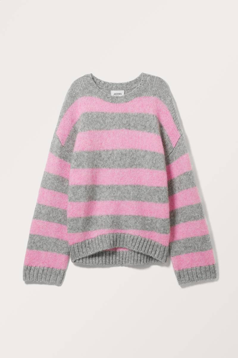 Grob Gestrickter Pullover In Oversized-Passform - Grau Rosa von Monki