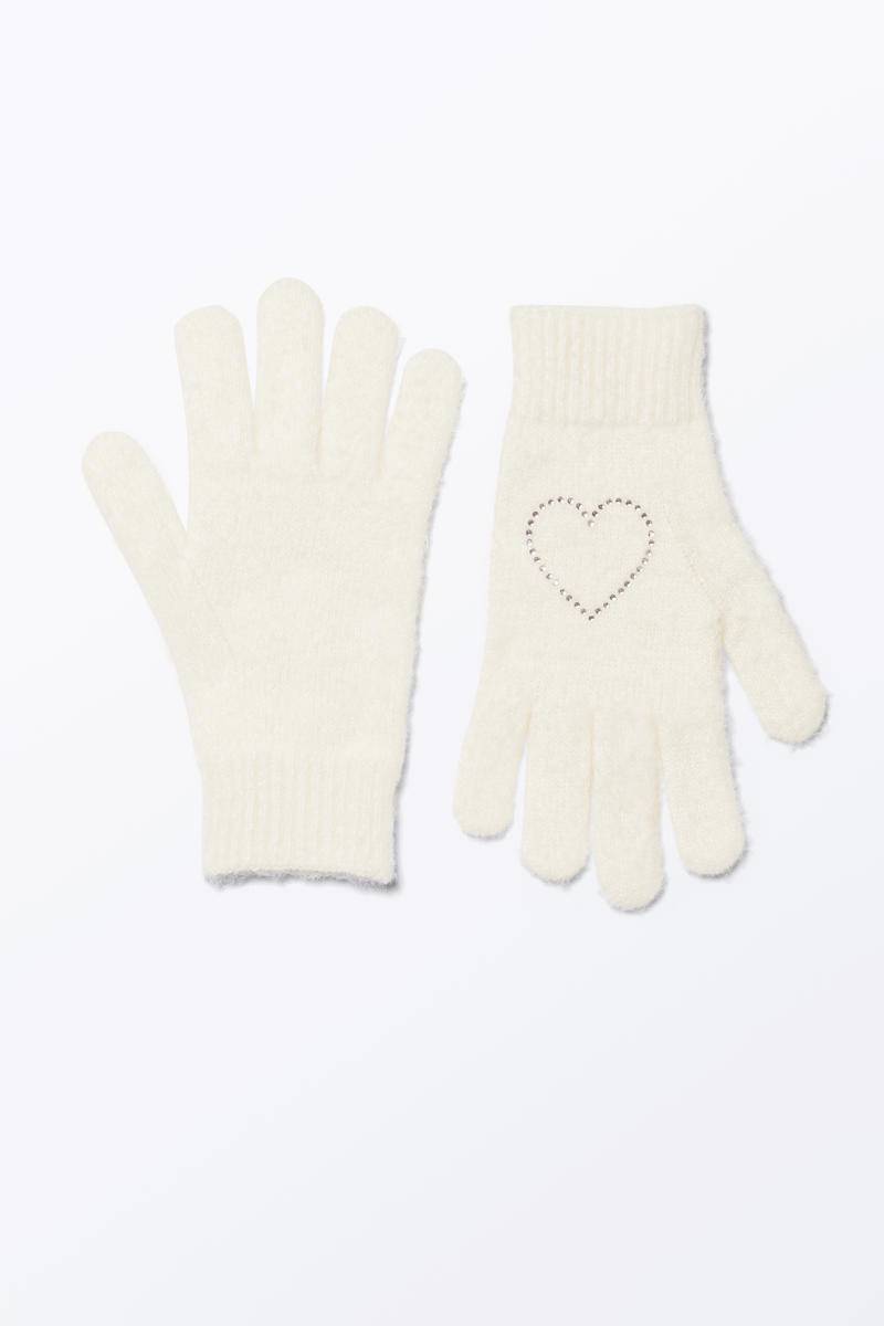Handschuhe Mit Strass-Herz - Weiß von Monki