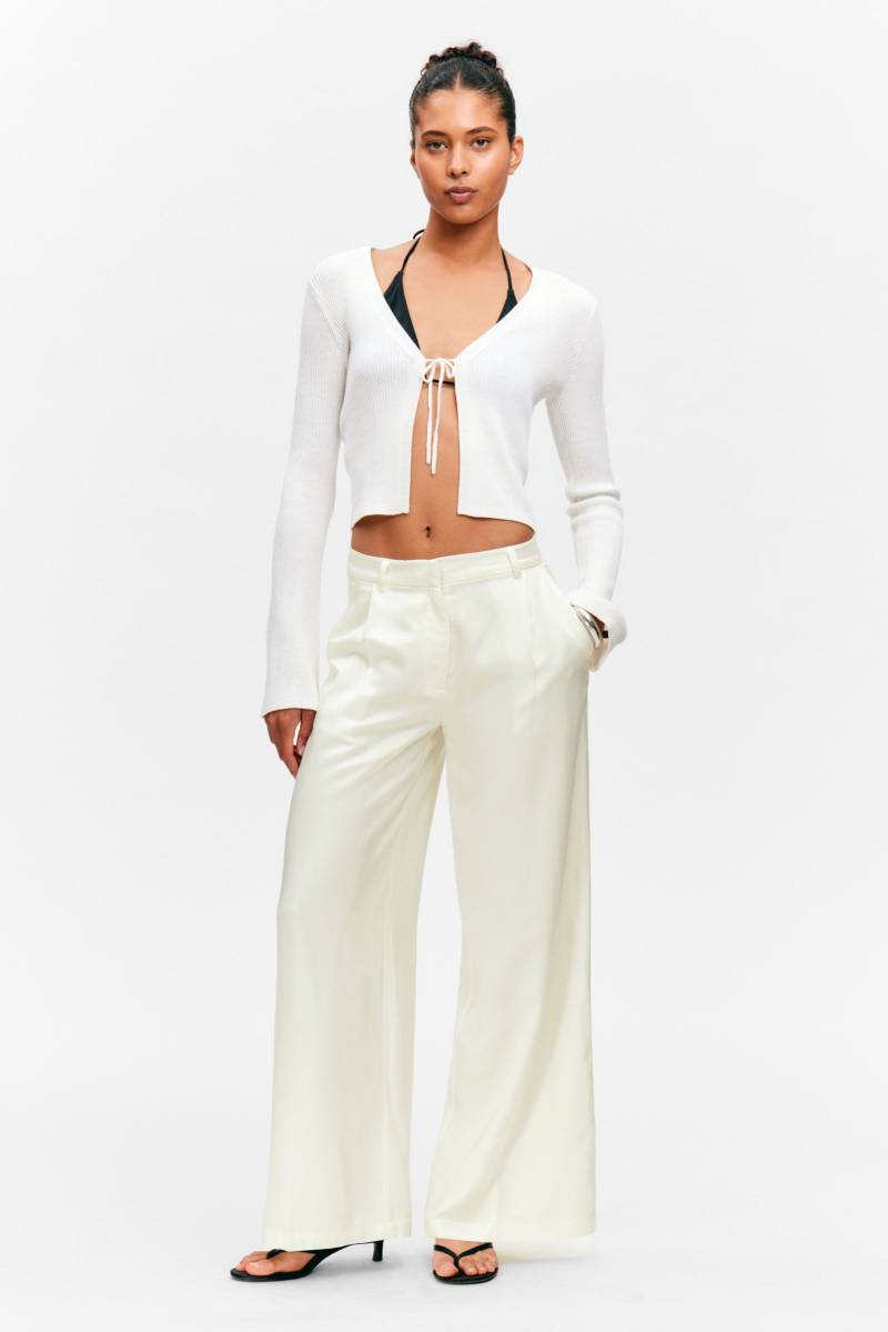 High Waisted Wide Leg Satin Trousers von Monki