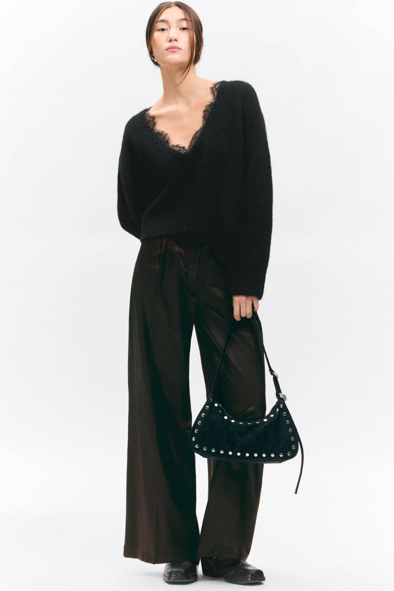 High Waisted Wide Leg Satin Trousers von Monki