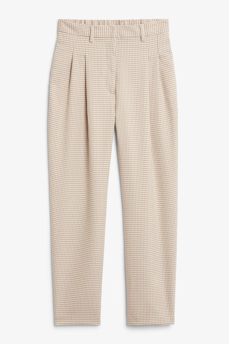 Hochtaillierte, Schmal Zulaufende Hose - Beige Mehrfarbig Weiß von Monki