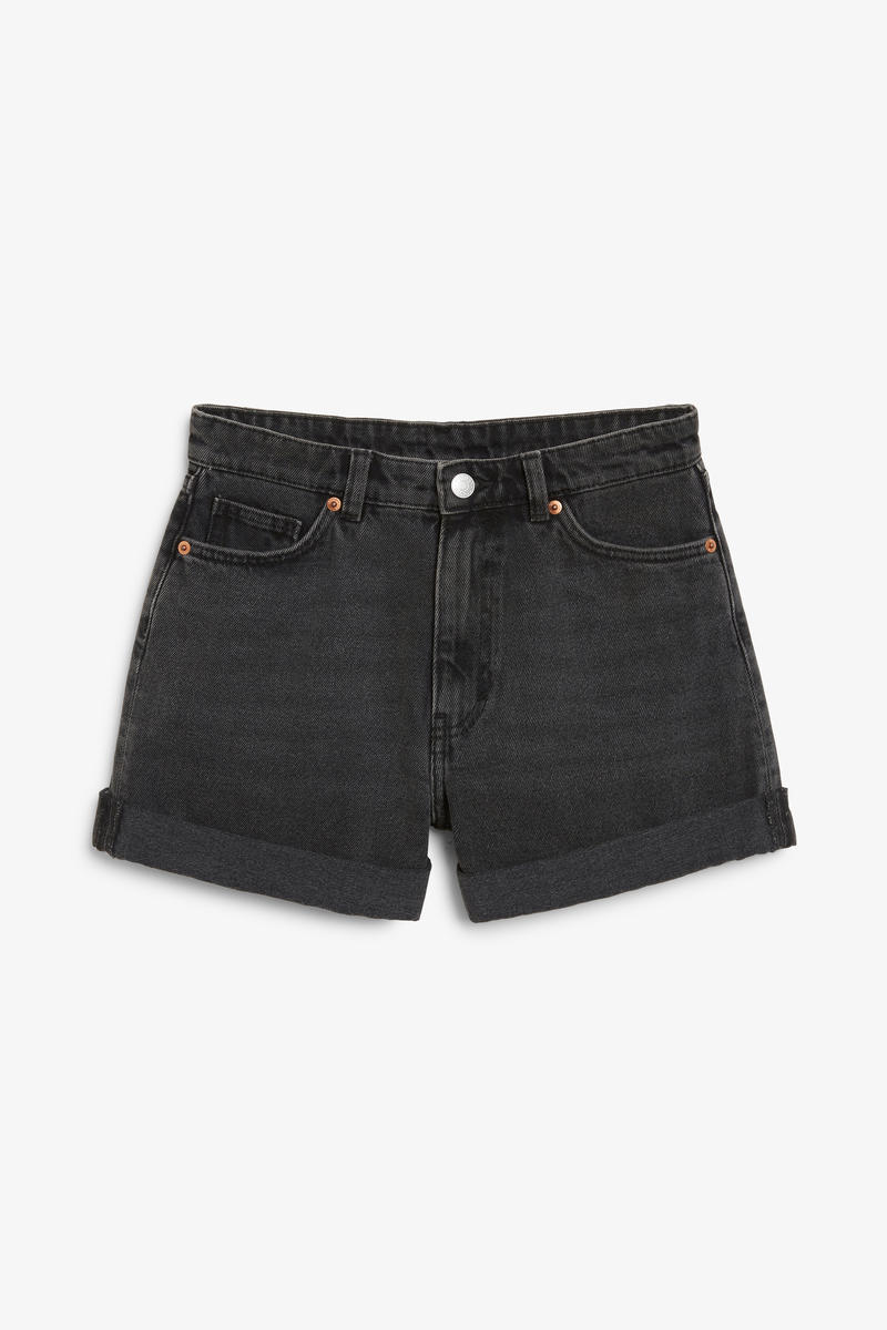 Hochtaillierte Denim-Shorts - Schwarz von Monki