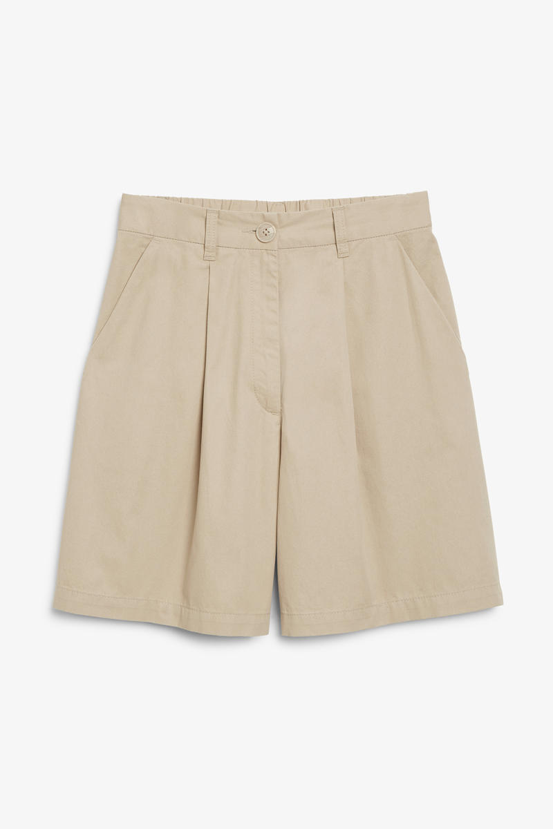 Hochtaillierte Shorts Mit Falten - Beige von Monki