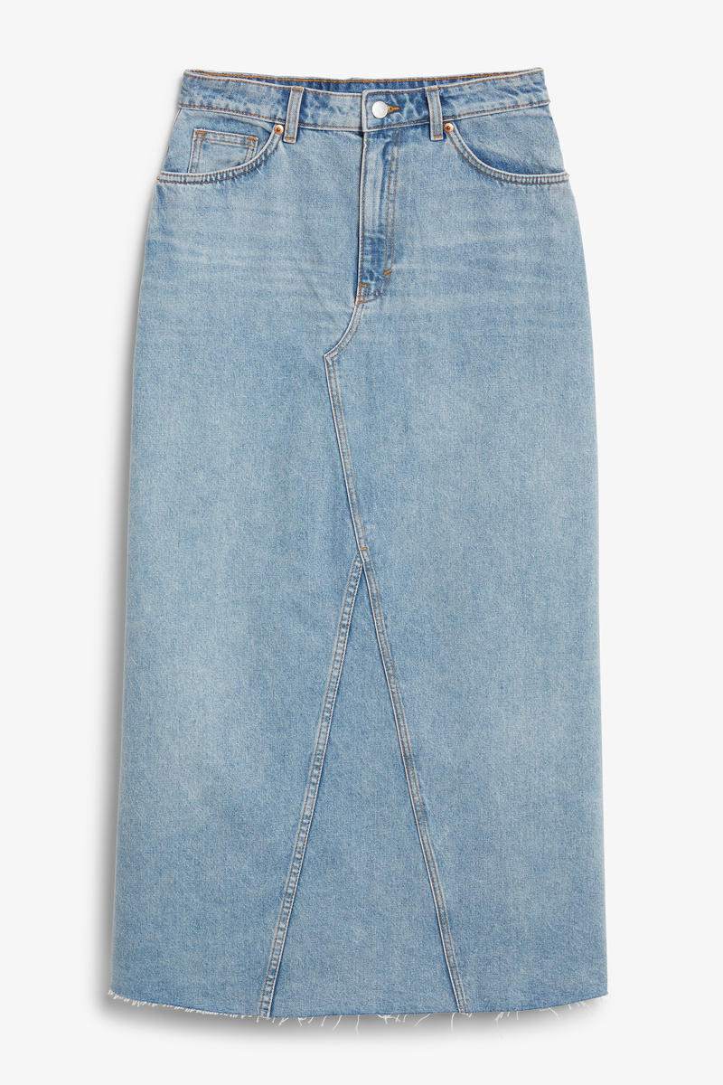 Jeansrock Mit Ausgefranstem Saum - Blau von Monki