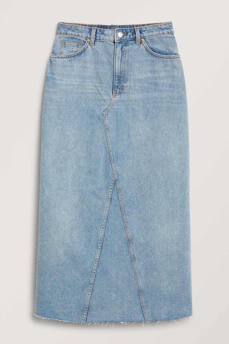 Jeansrock Mit Ausgefranstem Saum - Blau von Monki