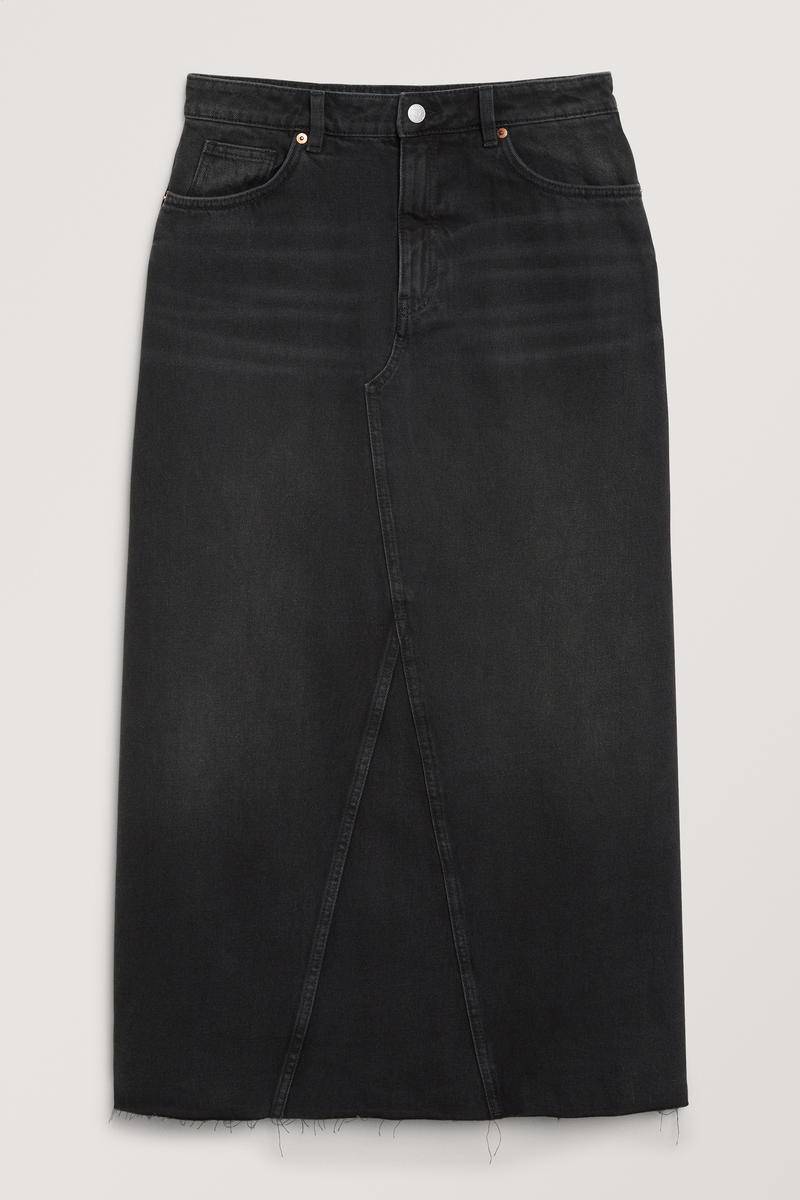 Jeansrock Mit Ausgefranstem Saum - Schwarz von Monki