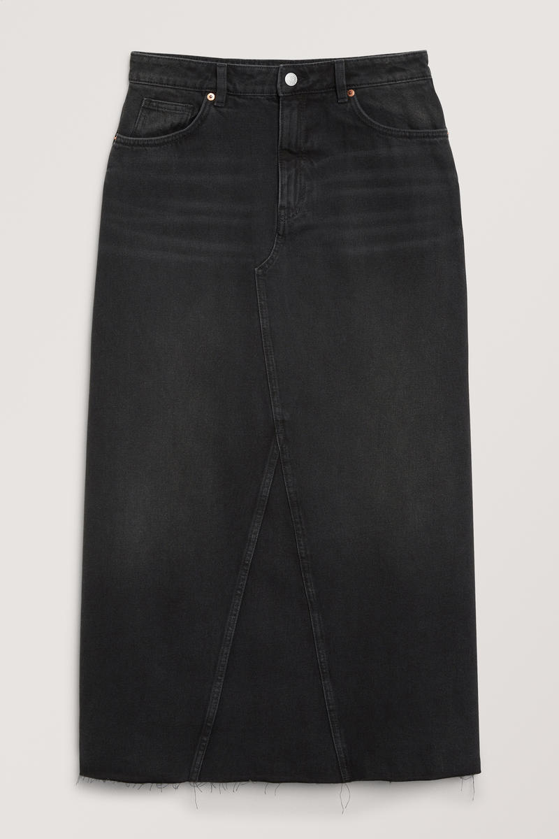 Jeansrock Mit Ausgefranstem Saum - Schwarz von Monki