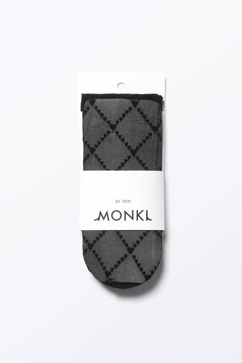 Karierte Herz-Strumpfhose - Schwarz von Monki