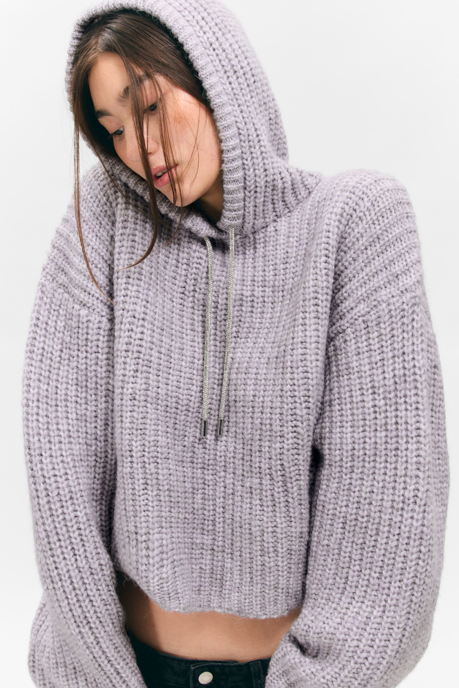 Knitted Drawstring Hoodie von Monki