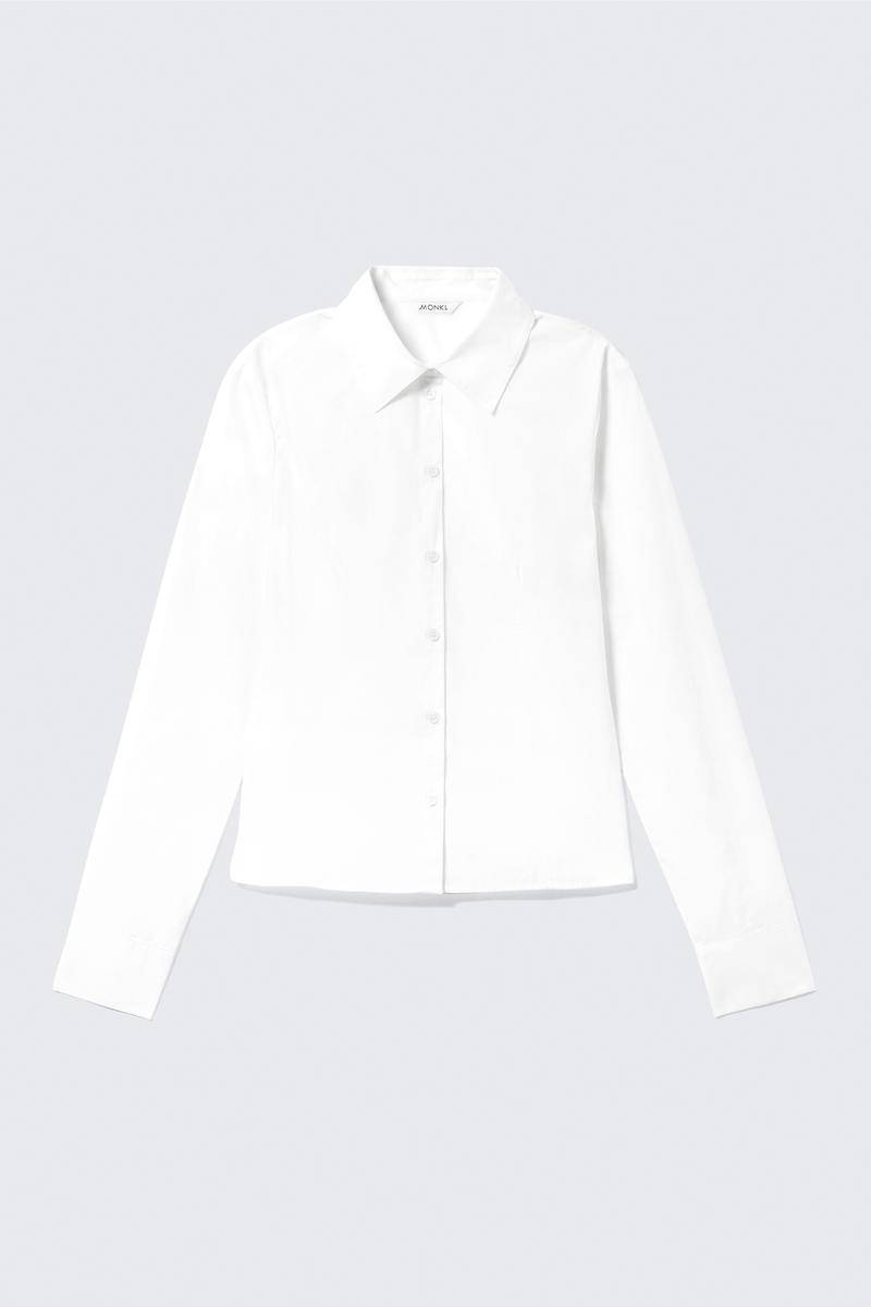 Körperbetontes Langarmhemd Aus Popeline - Weiß von Monki