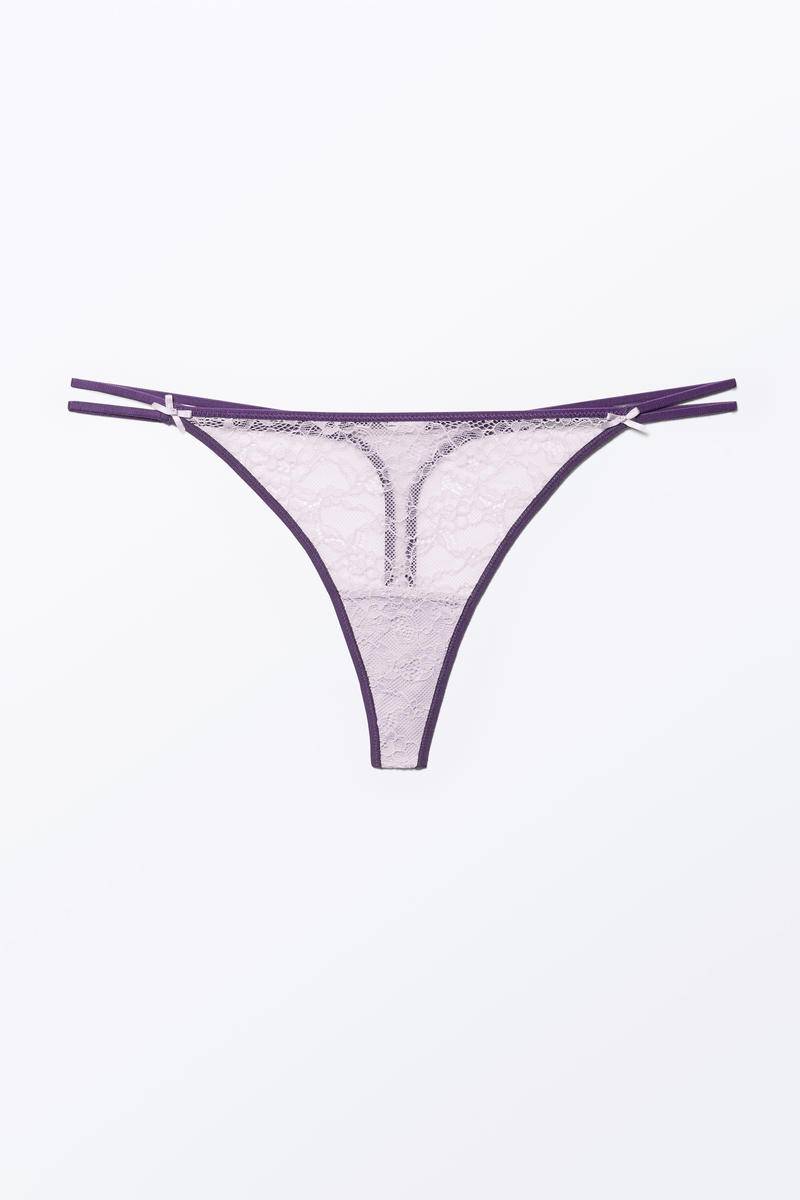 Kontrastierende Low-Waist-Tangas Aus Spitze - Lila von Monki