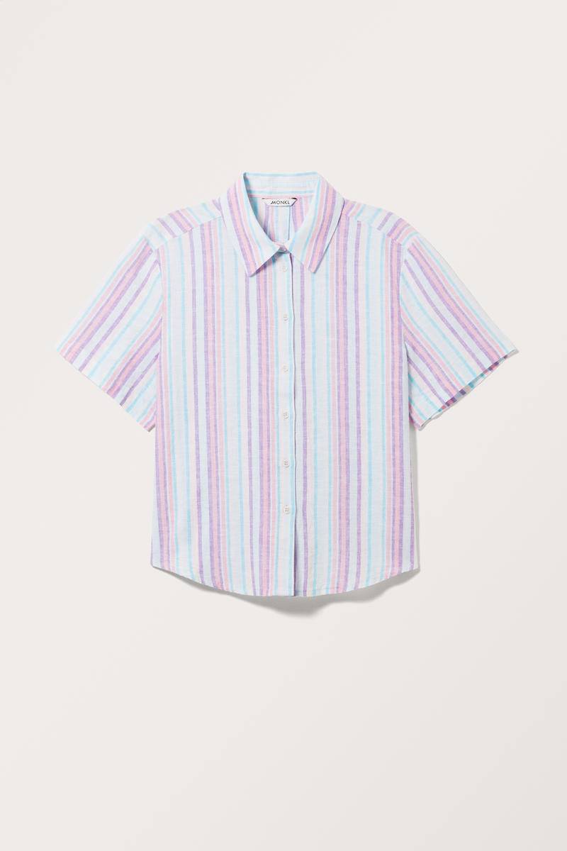 Kurzärmeliges Hemd Aus Leinenmischung - Blau von Monki