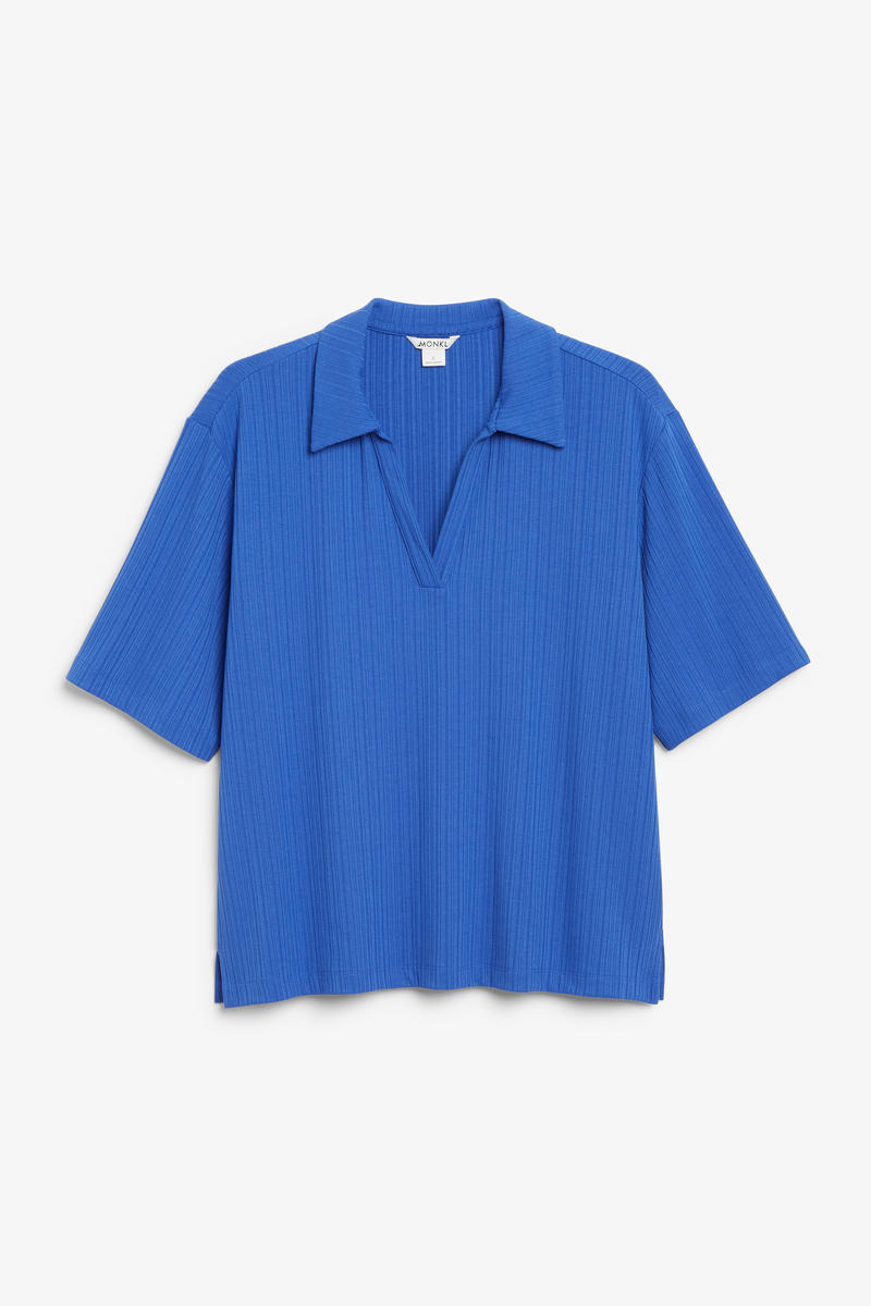 Kurzärmeliges Oversized-Poloshirt - Blau von Monki