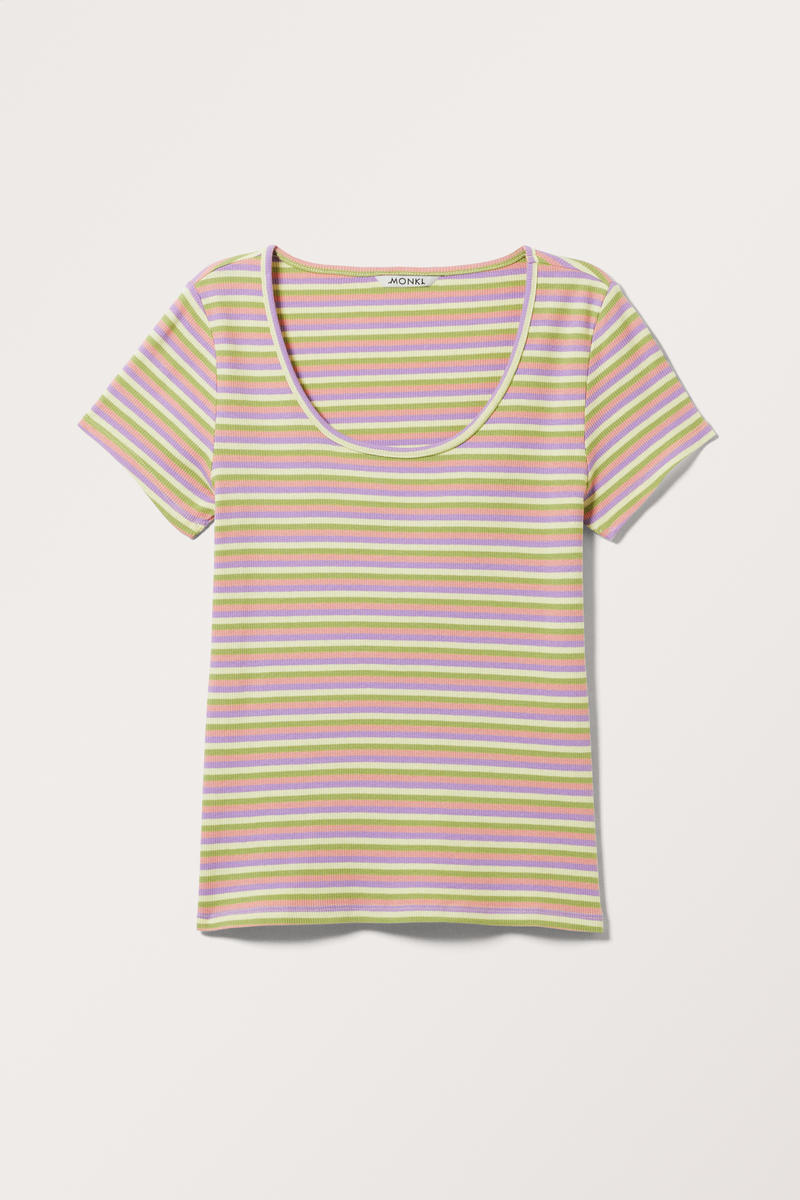Kurzarm-T-Shirt Mit Slim Fit - Mehrfarbig Rosa von Monki