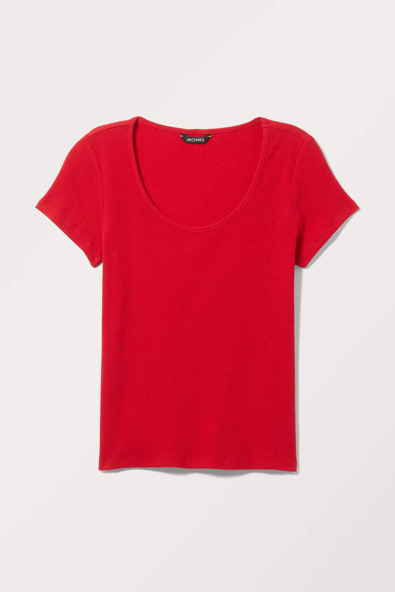 Kurzarm-T-Shirt Mit Slim Fit - Rot von Monki