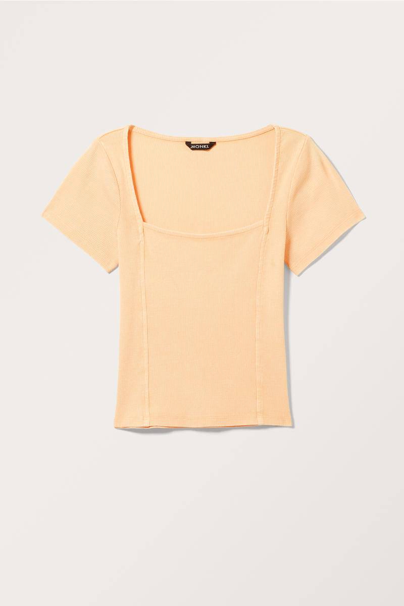 Kurzarm-Top Mit Quadratischem Ausschnitt - Orange von Monki