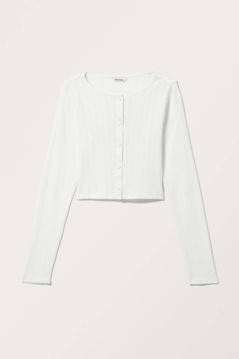 Kurzer Pointelle-Cardigan - Weiß von Monki
