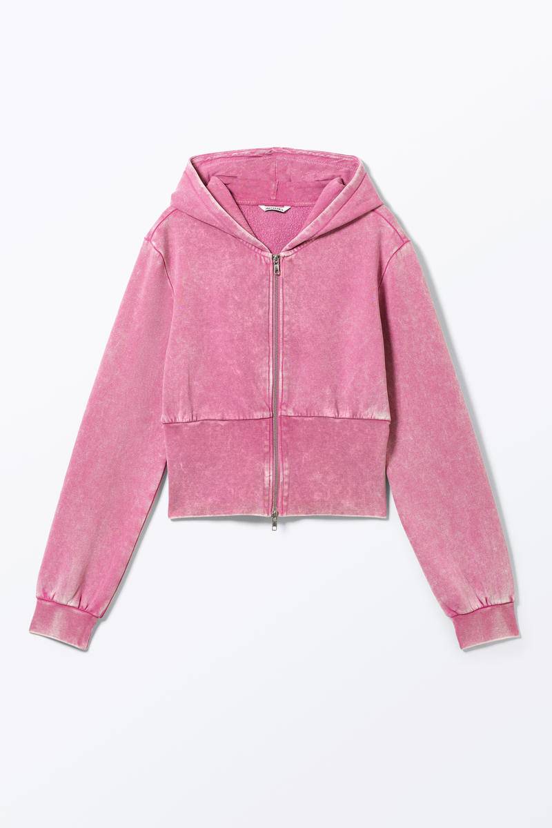 Kurzer Zip-Hoodie In Washed-Optik - Rosa von Monki