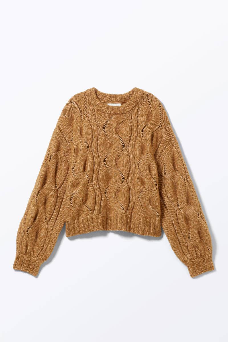 Kurzer Zopfstrickpullover - Braun von Monki