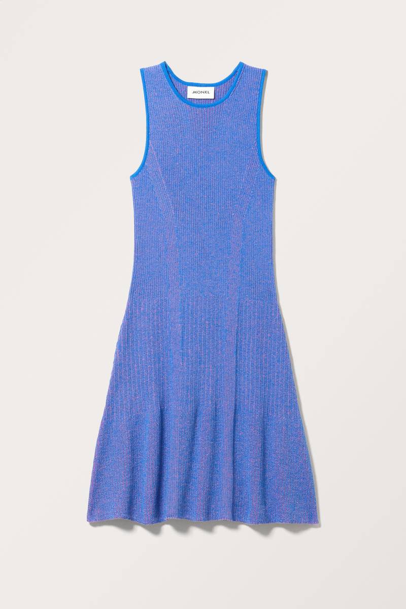 Kurzes, Ärmelloses Kleid Aus Grobem Strick - Blau Rosa Mehrfarbig von Monki