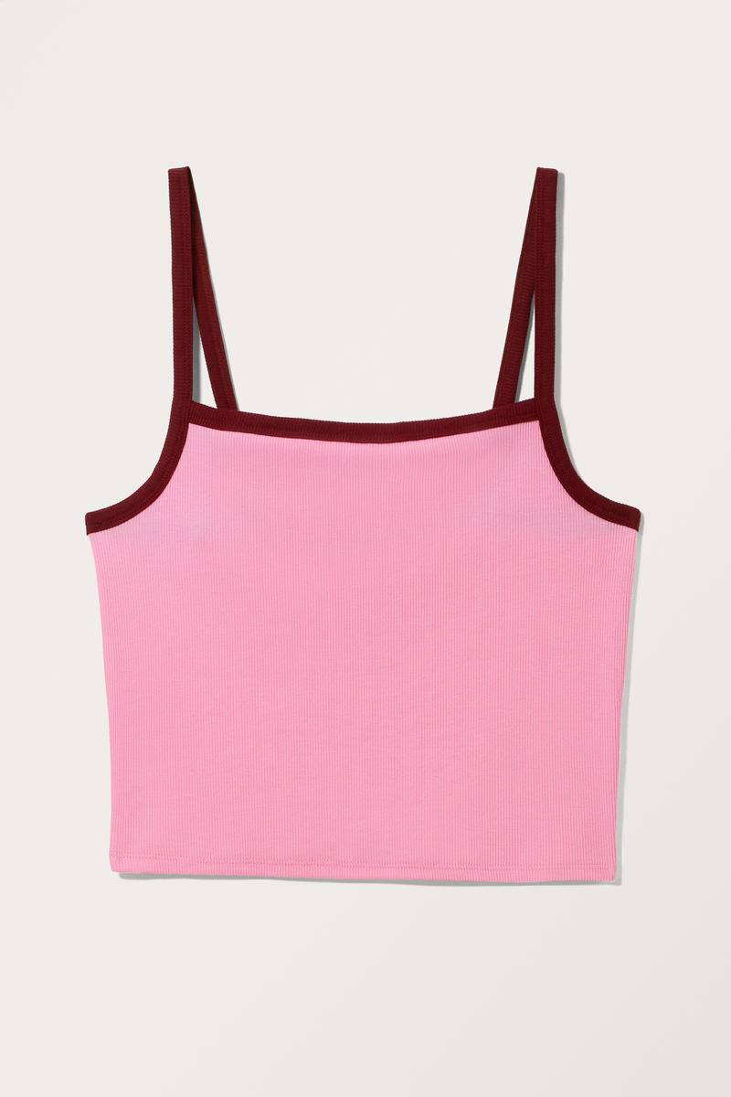 Kurzes, Geripptes Trägertop - Rosa von Monki